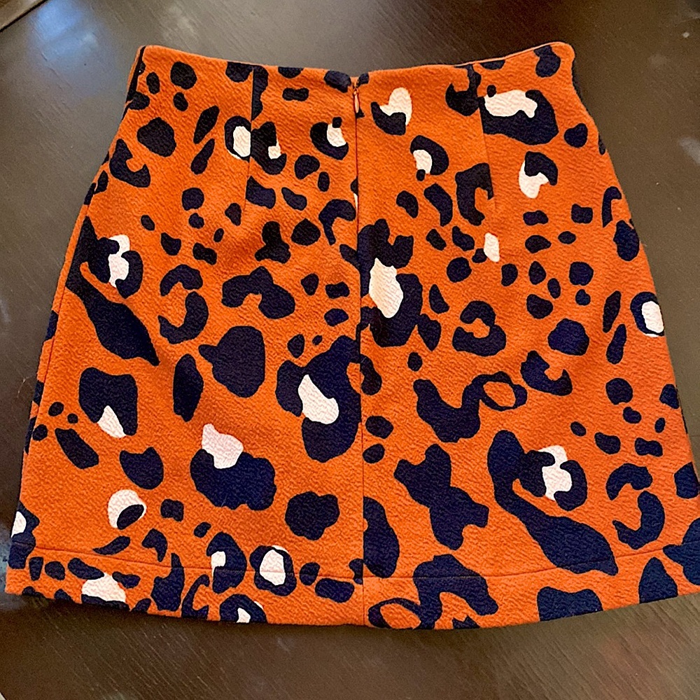Anthropologie X Maeve Orange Leopard Mini Skirt, Size Extra Small - Picture 3 of 4